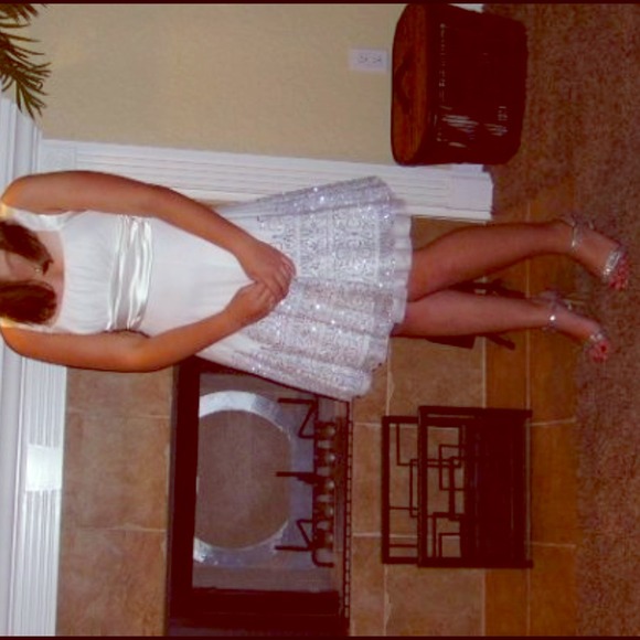 Fancy and Flattering white dress with sparkles