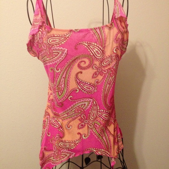 "Vol 1", Pink paisley print summer top. Size S/M - Picture 4 of 4