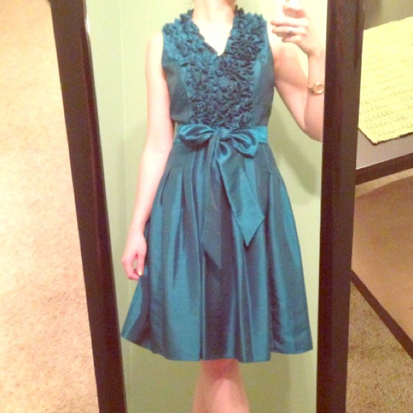 Eliza J Teal Taffeta Dress
