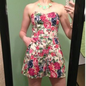 Strapless Floral Romper