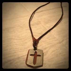 Brown Leather Cross Necklace