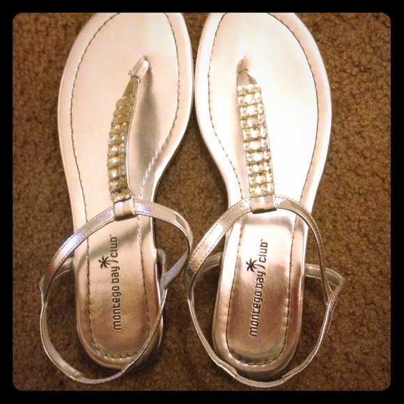 Silver sandals.