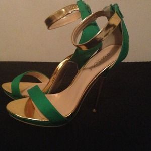 Green and gold shoes