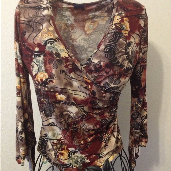 **Bundled**"Wild Cat" Brown Multi Color Top S - Picture 2 of 4