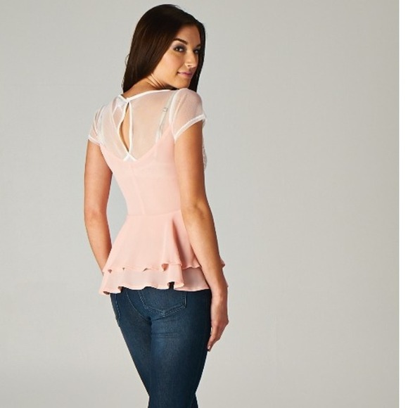 Embroidered lace peplum top - CREAM ONLY - Picture 2 of 3