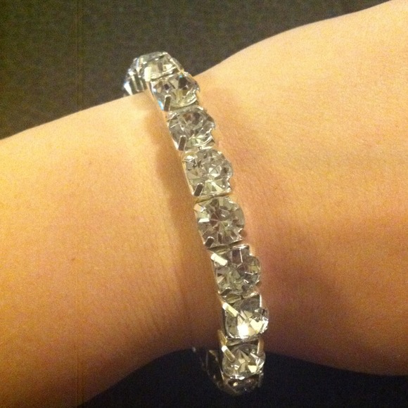 Silver toned crystal bracelet