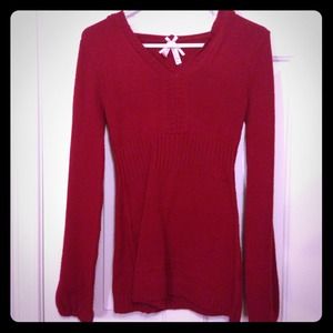 Red hooded tunic sweater