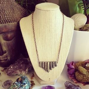 Pyrite, 14k Gold & Red Brass Prism Necklace