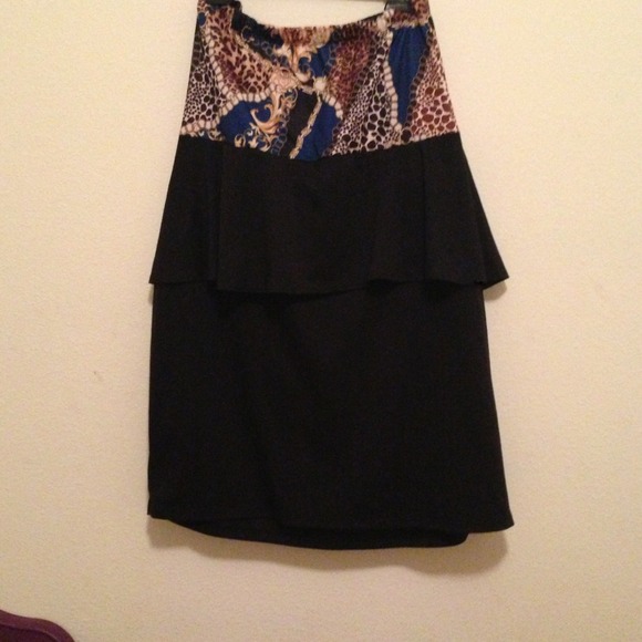 Multiprint strapless dress