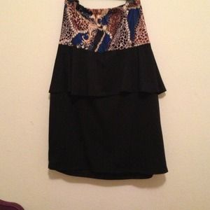 Multiprint strapless dress