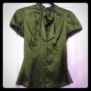 Green silky blouse