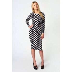 Louise big spot bodycon midi dress