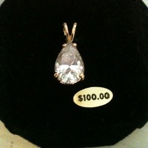 CZ diamond teardrop charm