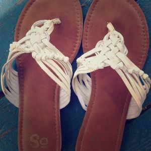 white braided sandals