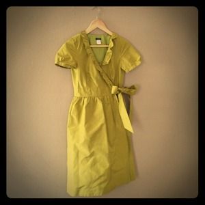 JCrew Green Silk Dress