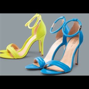 Lime green ankle strap heels
