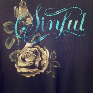 Sinful, blue bird/long sleeve waffle knit