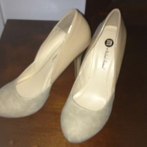 Tan Leather & Suede Heels