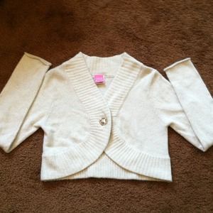 Girls XL Silver Long-Sleeve Sweater Jacket