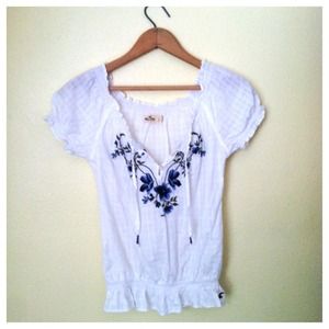 White Hollister Peasant Top