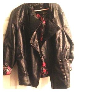 Lined faux leather jacket.