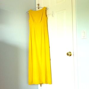 Vintage 1970s, canary-yellow maxi dress