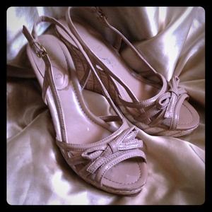 Strappy wedge sling backs - Nude 7.5