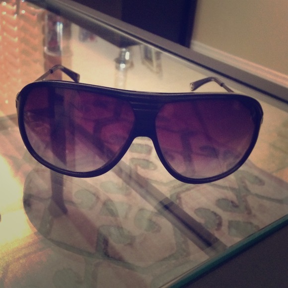 Michael Kors black plastic shield sunglasses