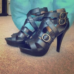 Fergie black gladiator heels