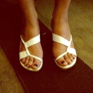 White wedge shoes