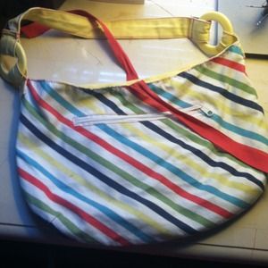 Reversible purse - colorful stripes on one side