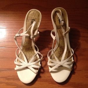 White strapy heels