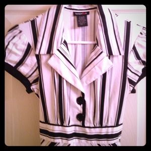 Classy black and white striped shirt dress