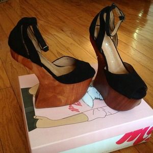 Jeffrey Campbell suede peep toe wedges