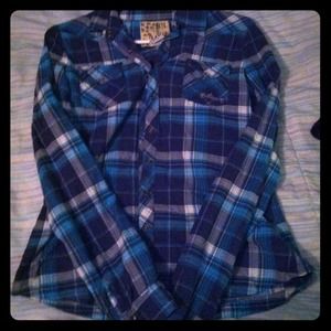 Blue plaid button up