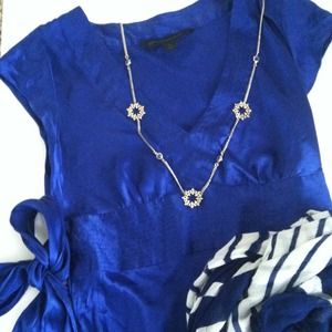 Express silky v-neck in gorgeous royal blue