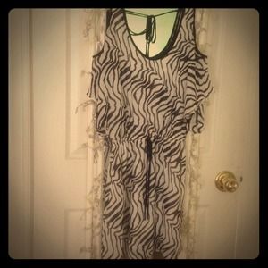Zebra Print Dress with Sexy cut out Shoulders