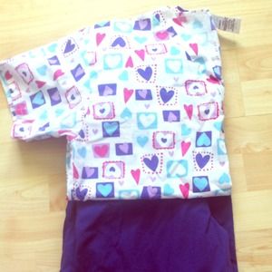 Scrubs set purple pants-small hearts top-xs