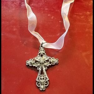 Ribbon chain Cross Necklace