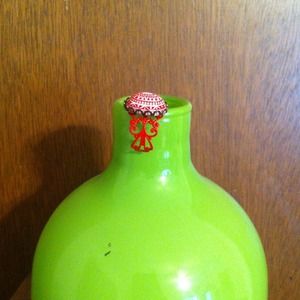 Red ring, red wood necklace, black nail bangle