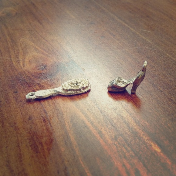 High Heel and Hairbrush Silver Necklace Charms