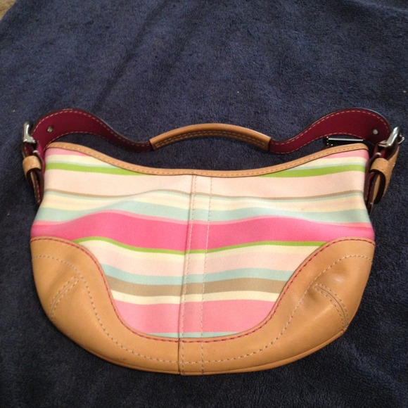 Striped Coach handbag