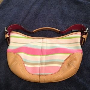 Striped Coach handbag