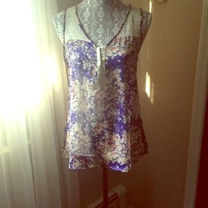 Purple silky sheer floral Tunic