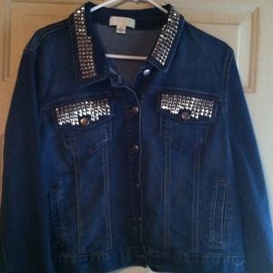 Studded plus size denims jacket