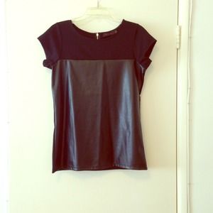 The Limited - faux leather top with zipper details