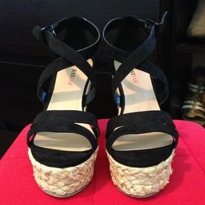Just fab high heel black wedges