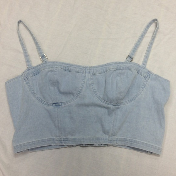 Charlotte Russe denim bustier crop tank top