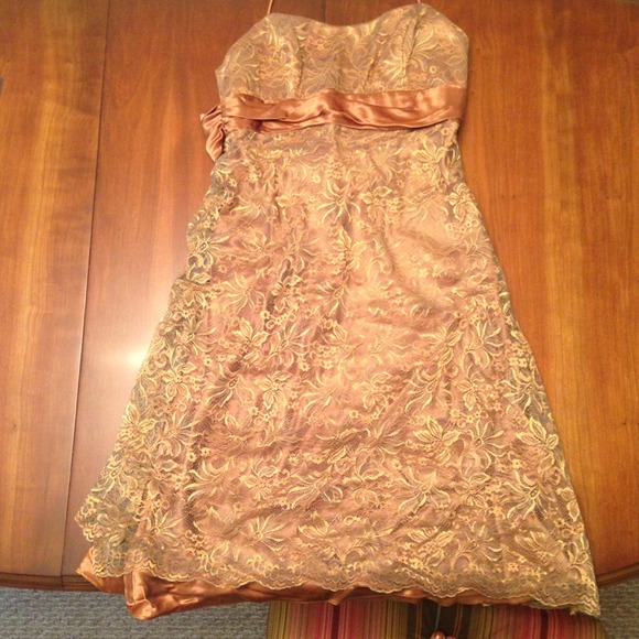 Gold & bronze Bari Jay Dress size 10 - Picture 1 of 4