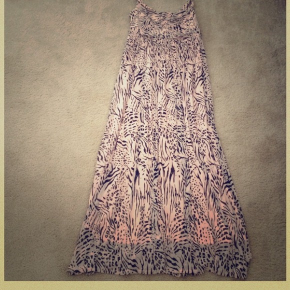 H & M pink and black animal print dress